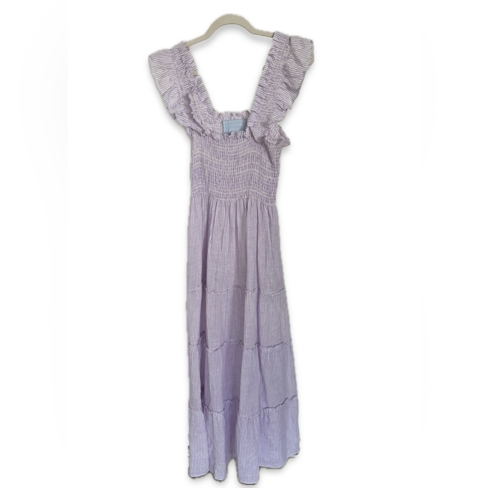 The Ellie Nap Dress - Lilac Stripe Linen